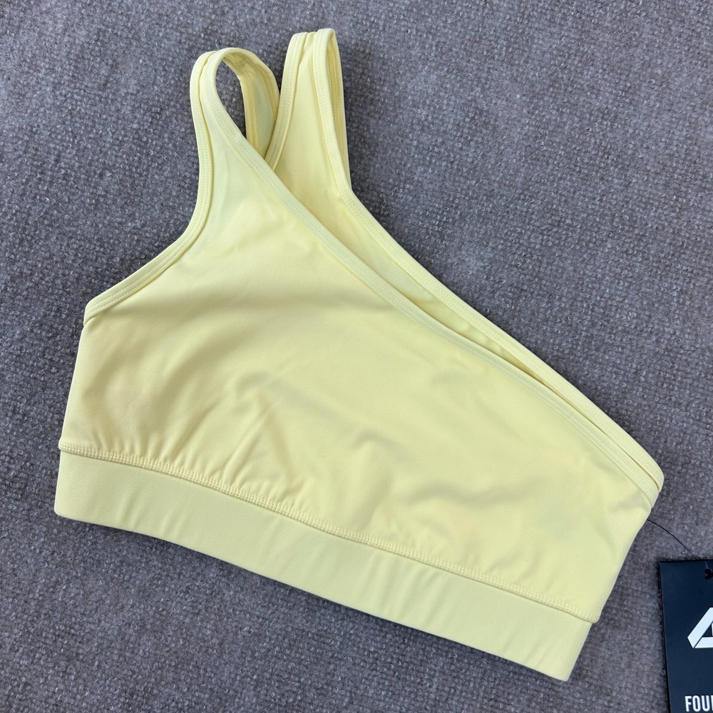 Fourlaps‎ Solo Sports Bra Womens Medium Yellow Nylon Stretch One Shoulder Yoga